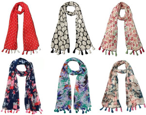 StoleVilla Floral Print Chiffon Women Scarf, Stole, Fancy Scarf
