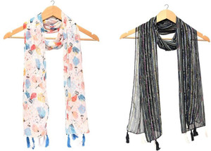 XMSFASHION Printed Chiffon Women Scarf, Stole, Fancy Scarf