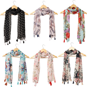 RiddleNeedle Floral Print Chiffon Women Scarf, Stole