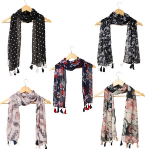 RiddleNeedle Printed Chiffon Women Scarf, Stole, Fancy Scarf