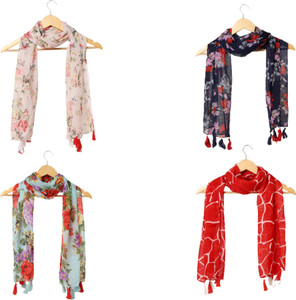 RiddleNeedle Printed Chiffon Women Scarf, Stole, Fancy Scarf