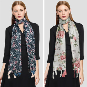POSHAMPAA Printed Chiffon Women Scarf, Stole, Fancy Scarf