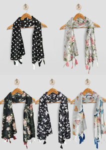 POSHAMPAA Printed Chiffon Women Scarf, Stole, Fancy Scarf