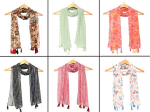XMSFASHION Printed Chiffon Women Scarf, Stole, Fancy Scarf