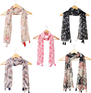 RiddleNeedle Printed Chiffon Women Scarf, Stole, Fancy Scarf