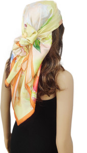 ONE ECHELON Floral Print Satin Blend Women Fancy Scarf