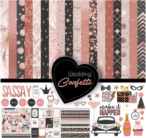 Inkdotpot Party Confetti Cardstock 12"x12" Card Making Paper with Sticker Sheet-16 Pages Theme,  Scrapbook Kit