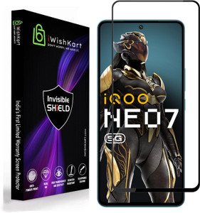 iWishKart Edge To Edge Tempered Glass for iQOO Neo 7, iQOO Neo 7 5G, Premium Military grade Edge to Edge Premium gorilla temper black glass screenguard with Self Installation Guide - Wet & Dry wipes, Dust Absorber [With Warranty] mobile ka gilas cover