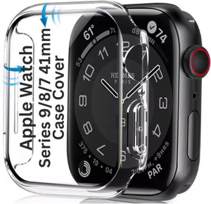 iWishKart Edge To Edge Screen Guard for Apple Watch Series 9 / 8 / 7 41mm, 41 mm Bumper Soft case cover, Screen Glass NOT included, Smart Watch NOT Included, Transparent -- All around Protection