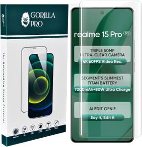 GORILLA PRO Edge To Edge Tempered Glass for Realme 15 Pro 5G ( Primium Quality Uv Temper Glass )