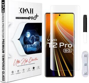 KLAH Edge To Edge Tempered Glass for Vivo T2 Pro 5G, With Advanced HD+ Curved UV Gorilla Glass Protection