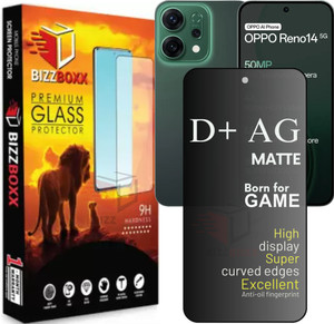 BizzBoxx Tempered Glass Guard for Oppo Reno 14 5G, Reno 14, Reno14 D+ Matte Gaming Glass, temper glass, Matte temper glass, screen guard, temper glass, D+ AG Matte, With Camera Cut and Fingerprint Working, 6.59 Inch With Installation Kit