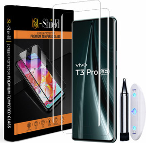 MS-Shield Tempered Glass Guard for vivo T3 Pro 5G, Borderless UV Glass Protection