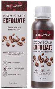 BELLAVITA Coffee Face & Body Scrub For Skin Brightening De-Tan Ayurveda, Exfoliate Knees, Elbows, Face, Scalp, Arms Etc Scrub