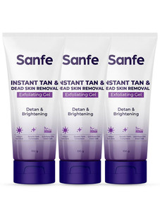 Sanfe Instant Tan & Dead Skin Removal Exfoliating Gel - Pack of 3 | Detan Pack Scrub