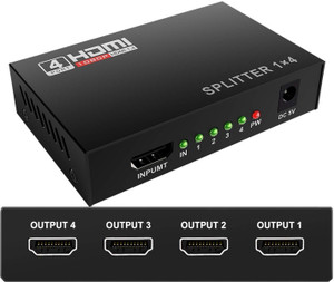 VOOCME HDMI Splitter 1 in 4 Out V1.4 Powered 1x4 Ports Box Supports 4K Media Streaming Device