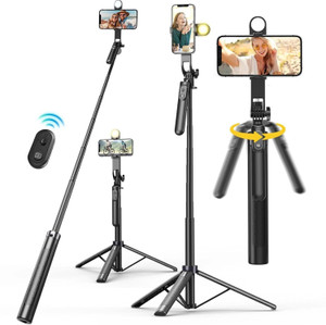 Kingone Long Selfie Stick with Tripod Stand Aluminum 71inch/180cm 360° Degree Rotation Selfie Stick Tripod for Phone Bluetooth Selfie Stick