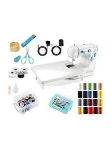 Onshoppy Vivid Multifunctional with Extension Table & Sewing Kit for Beginners Electric Sewing Machine 2 built-in stitches 400 SPM White