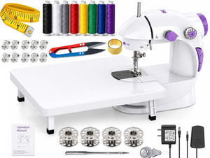 Kiwilon silai machine for home mini silai machine sewing machine with table electric Electric Sewing Machine 2 built-in stitches 120 SPM White
