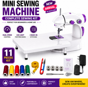 JAXHOM portable mini sewing machine|electric sewing machine | silai machine | stitching Electric Sewing Machine 3 built-in stitches 102 SPM White