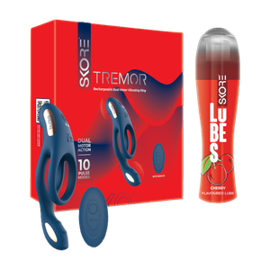 SKORE Tremor Dual Motor Personal Massager Ring with Cherry Lube