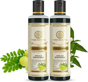 KHADI NATURAL Herbal Amla & Bhringraj Shampoo/Cleanser - SLS & Paraben Free (Pack of 2)