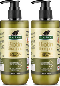 Pure Roots Biotin Shampoo Pack of 2-(300ml*2)