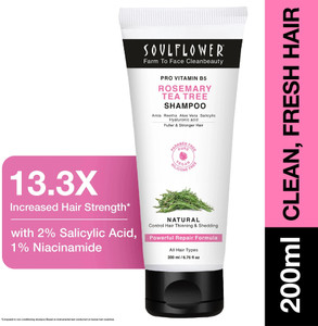 Soulflower Rosemary Tea Tree Shampoo |For Hair Growth, Hairfall, Shiny Hair & Scalp Health|
