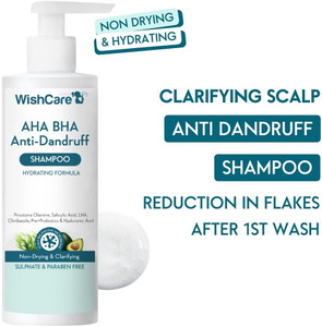WishCare Hydrating AHA BHA Anti Dandruff Shampoo-Piroctone Olamine,LHA,Probiotics