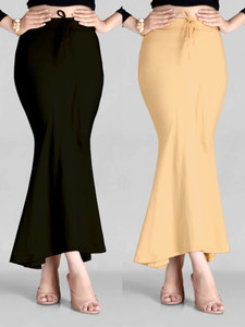 DRESQUE STORE Fishcut Saree shapewear Combo Beige & Black Lycra Blend Petticoat