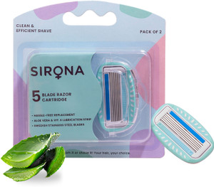 SIRONA Hair Removal Reusable Razor Cartridges/Blades with Aloe Vera Strip