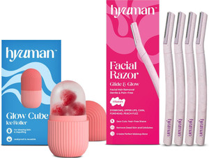 Hyuman Combo Face Razor & Ice Roller - 4 Unit Razors + 1Unit Ice Roller For Smooth Skin, Women
