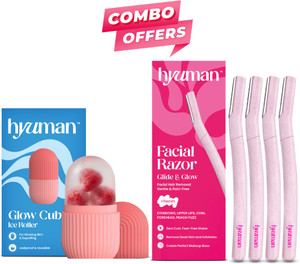 Hyuman Combo Face Razor & Ice Roller - 4 Unit Razors + 1Unit Ice Roller For Smooth Skin, Women
