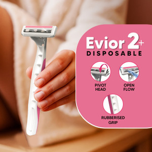 LetsShave Evior 2 Disposable Body Hair removal Shaving razor with Vit-E Lubricating Strip, Women
