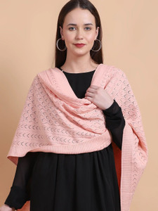vesture Wool Self Design Women Shawl