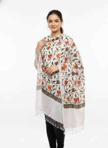snk creations Acrylic Embroidered Women Shawl