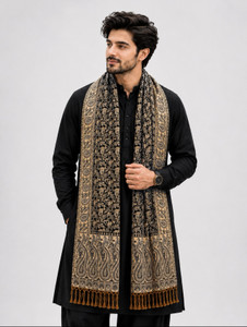 Noorfabric Men Black Printed Shawl - Image 5