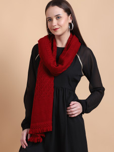 vesture Wool Self Design Women Shawl