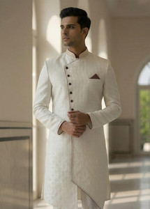 REBELIKA AI PRITAM Embellished, Self Design Sherwani