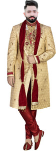 DIAMOND Gold Jacquard - Look Regal for Weddings Festivals & Special Events Embroidered Sherwani