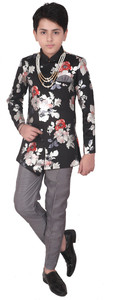 Eliq Surprise your little boy with this trending side button sherwani suit set from Eliq. Will add more stars to your child’s personality and will give him a complete ethnic look. Designed with high quality jacquard blend fabric to give more comfort to your child. This boys dress comes with a sherwani and a pair of polo pant. This sherwani set are available in different colors . sherwani has nehru collar and full sleeve, single placket with asymmetric hem, floral pattern and Pant has back elastic which ensures it fits to the little and delicate waist of your child. You can team it up with matching footwear and accessories for a complete ethnic look. This boys ethnic suit suitable for parties, wedding, ceremony, festival like like Diwali, Navratri, Dussehra, Pongal, Onam, Lohri, Eid, Christmas and so on. Give us a chance to serve you once. Floral Print Sherwani