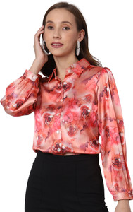 Urban Komfort Women Printed Casual Pink Shirt