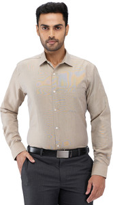 PARK AVENUE Men Self Design Formal Brown Shirt