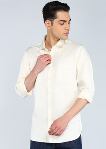 INTEGRITI Men Solid Casual Cream Shirt