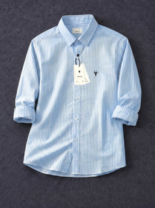vdlooks Men Striped Casual Blue Shirt