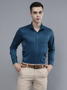 Zodara Men Solid Formal Blue Shirt