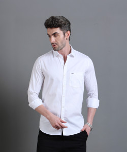 U.S. Pitchers Men Solid Casual White Shirt