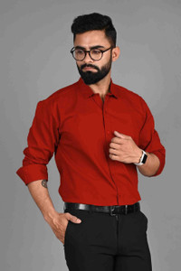 METRONAUT Men Solid Formal Red Shirt