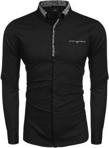 Webric Men Solid Formal Black Shirt