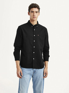 LEVI'S Men Solid Casual Black Shirt